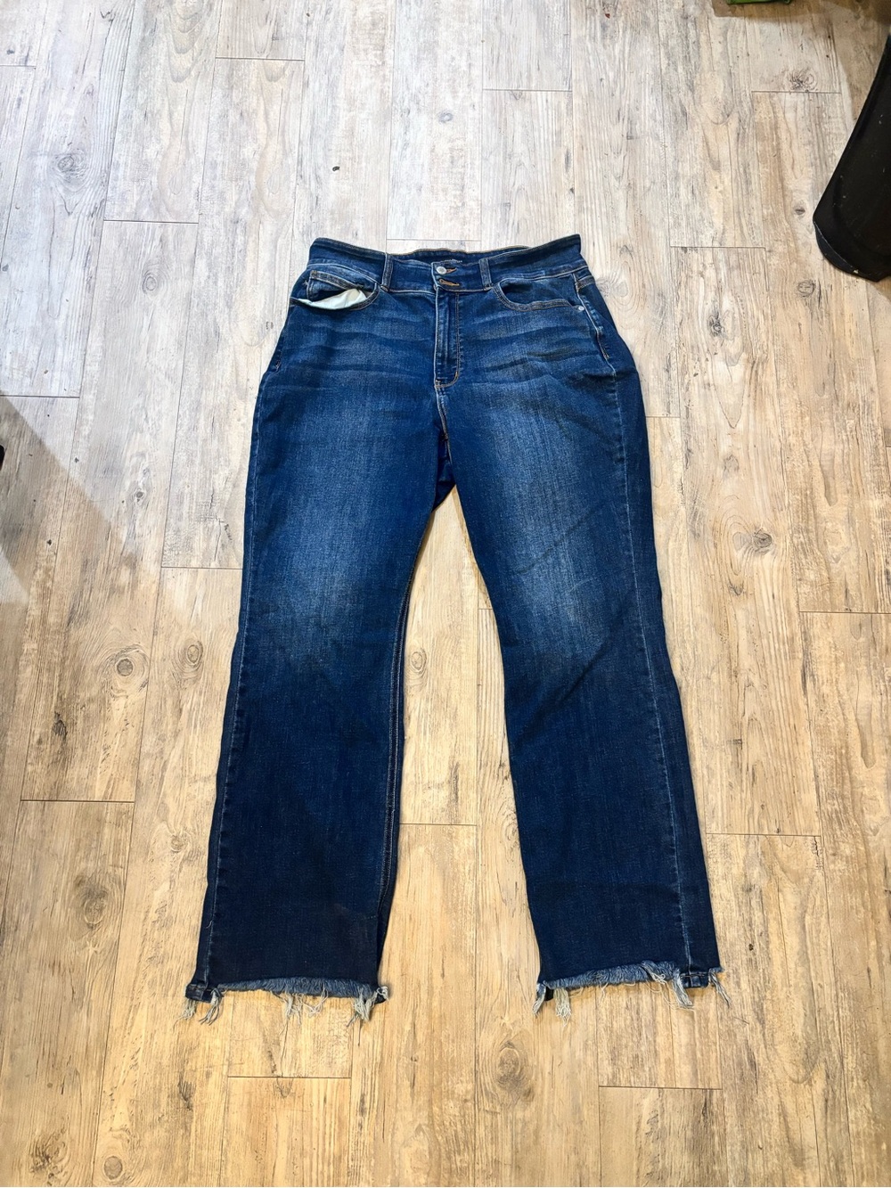 Dark Blue bootcut Leg Raw Hem Jeans Judy Blue